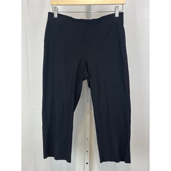 EILEEN FISHER Pull On Capri Crop Pants in Washable Stretch Crepe Black USA S - Picture 1 of 9
